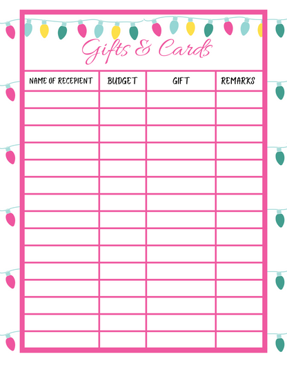 Christmas gift and card printable from the Wondermom Shop Christmas Season Planner for the holiday season.