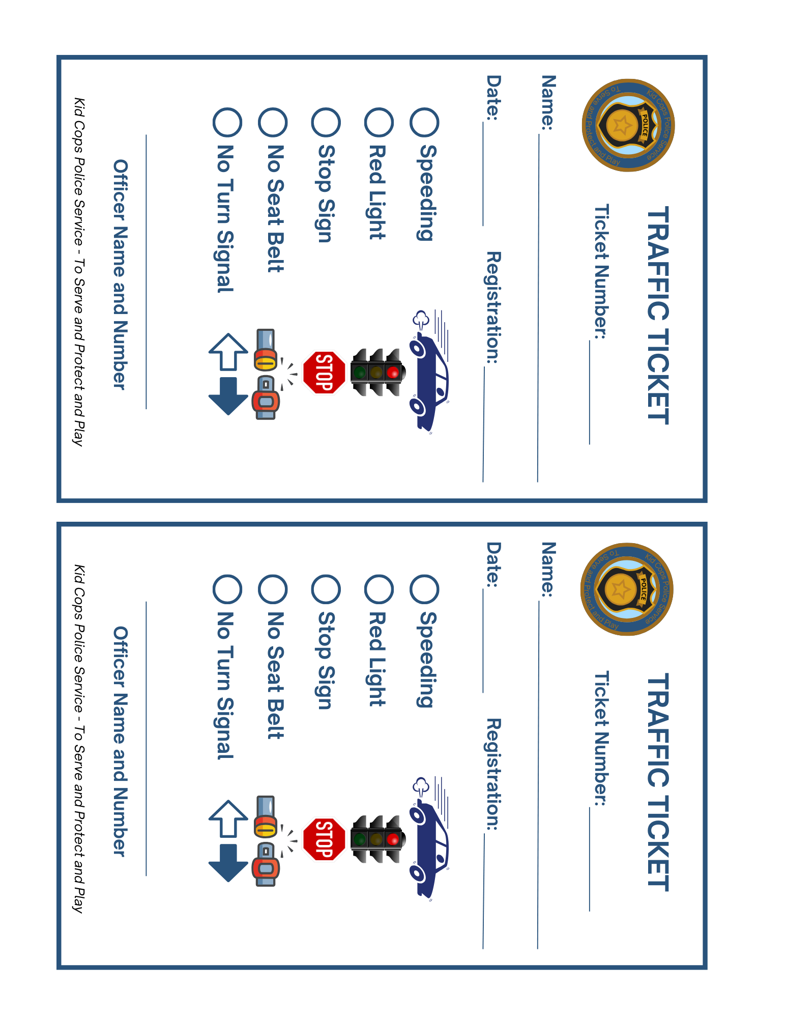 Enhance your child's playtime with Wondermom Shop's Police Station Pretend Play set. Ideal for imaginative fun, these traffic ticket forms are designed with options like speeding and no seatbelt violations, complete with spaces for name, date, and officer details. An essential addition to any police-themed playset!