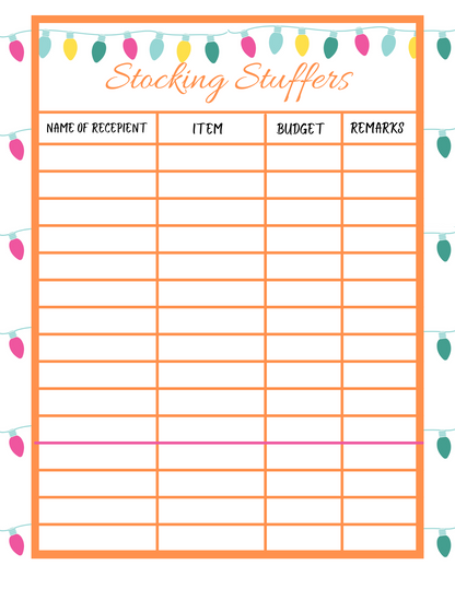 Printable Christmas stocking stuffers perfect for the Christmas Season Planner from Wondermom Shop.