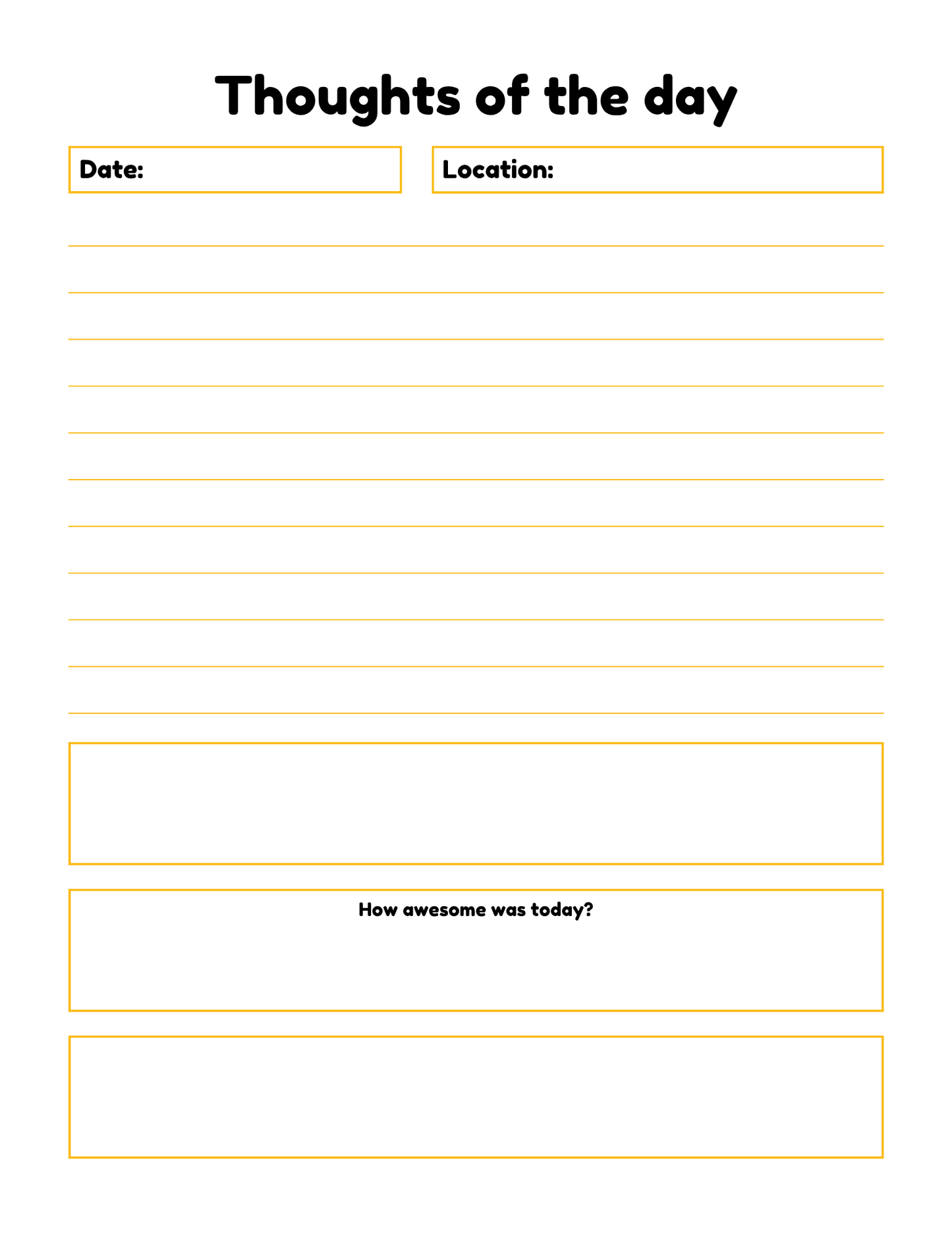 The Wondermom Shop Travel Journal for Kids – Fun, Easy & Memorable Vacation Keepsake! Printable PDF with date, location, lined writing space, and boxes to rate vacation memories.