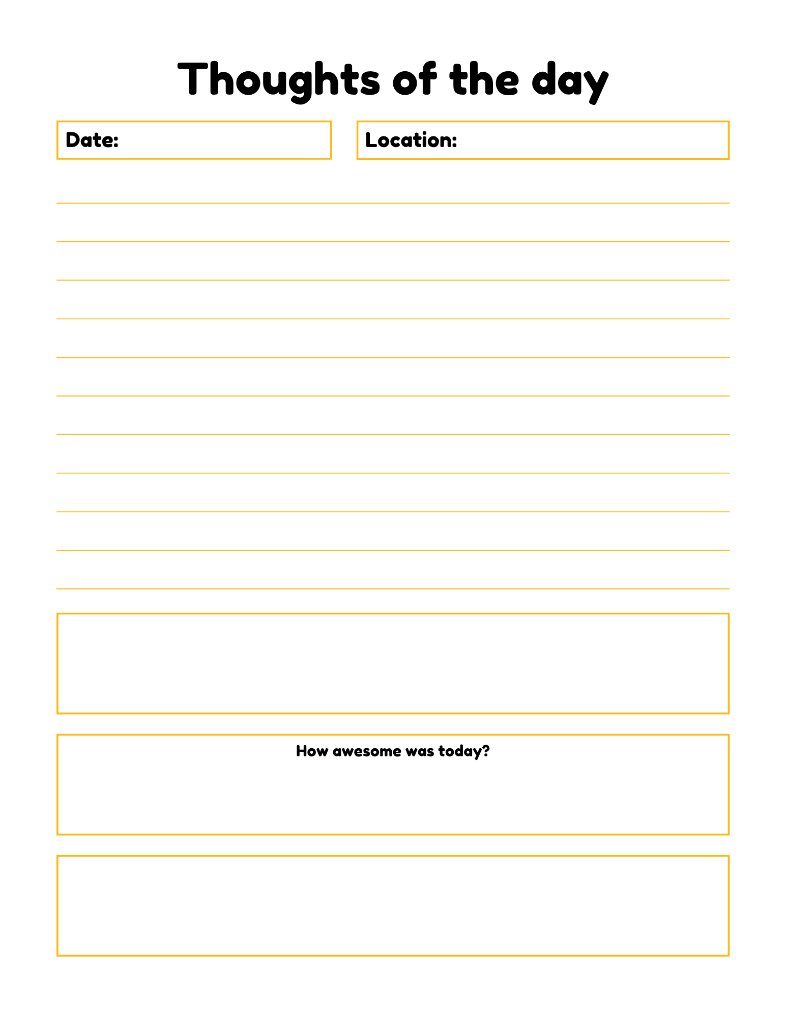 The Wondermom Shop Travel Journal for Kids – Fun, Easy & Memorable Vacation Keepsake! Printable PDF with date, location, lined writing space, and boxes to rate vacation memories.