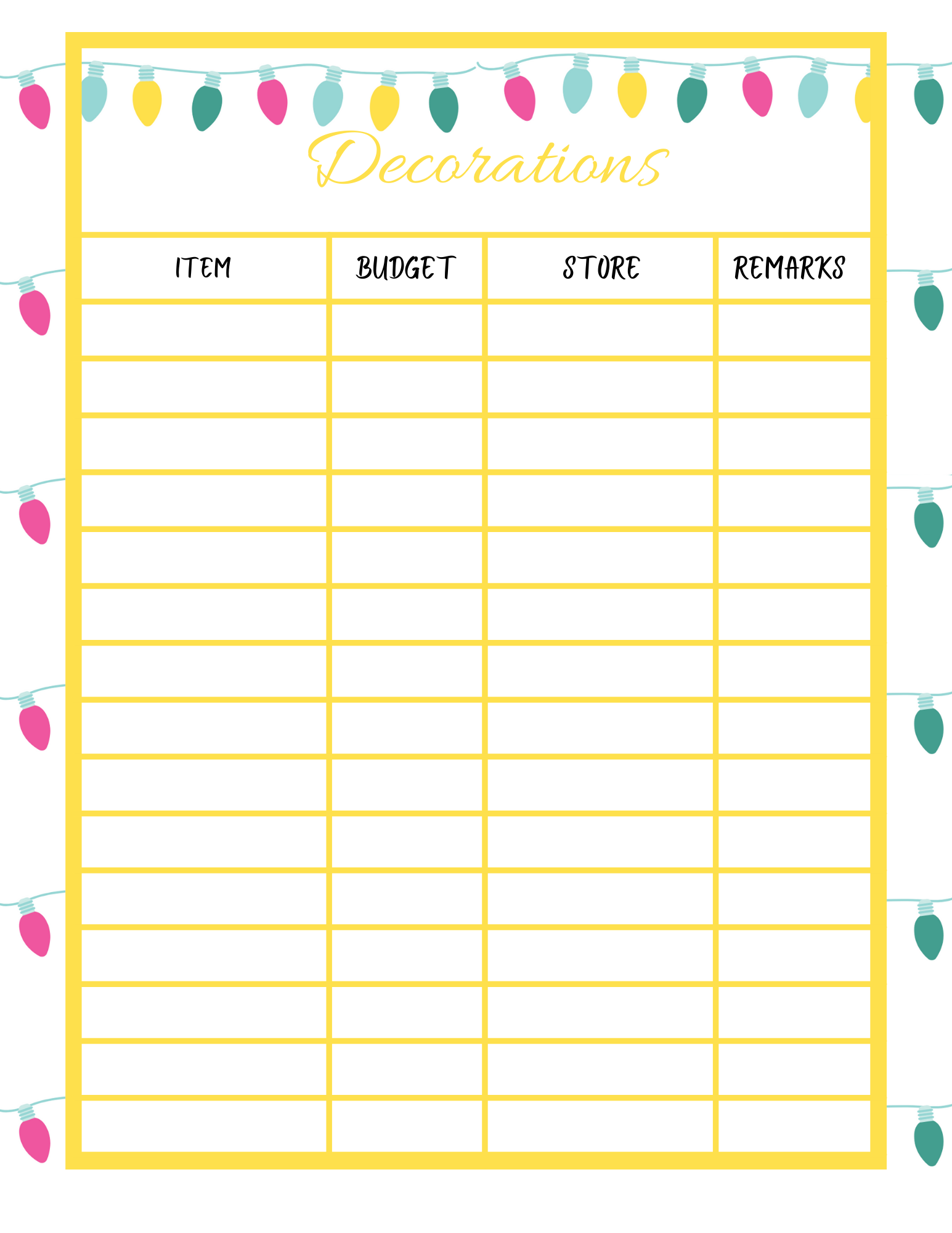 A printable Christmas shopping list, perfect for the holiday season. Decorated with colorful lights, this Wondermom Shop Christmas Season Planner will help you stay organized and keep track of all your holiday shopping needs.