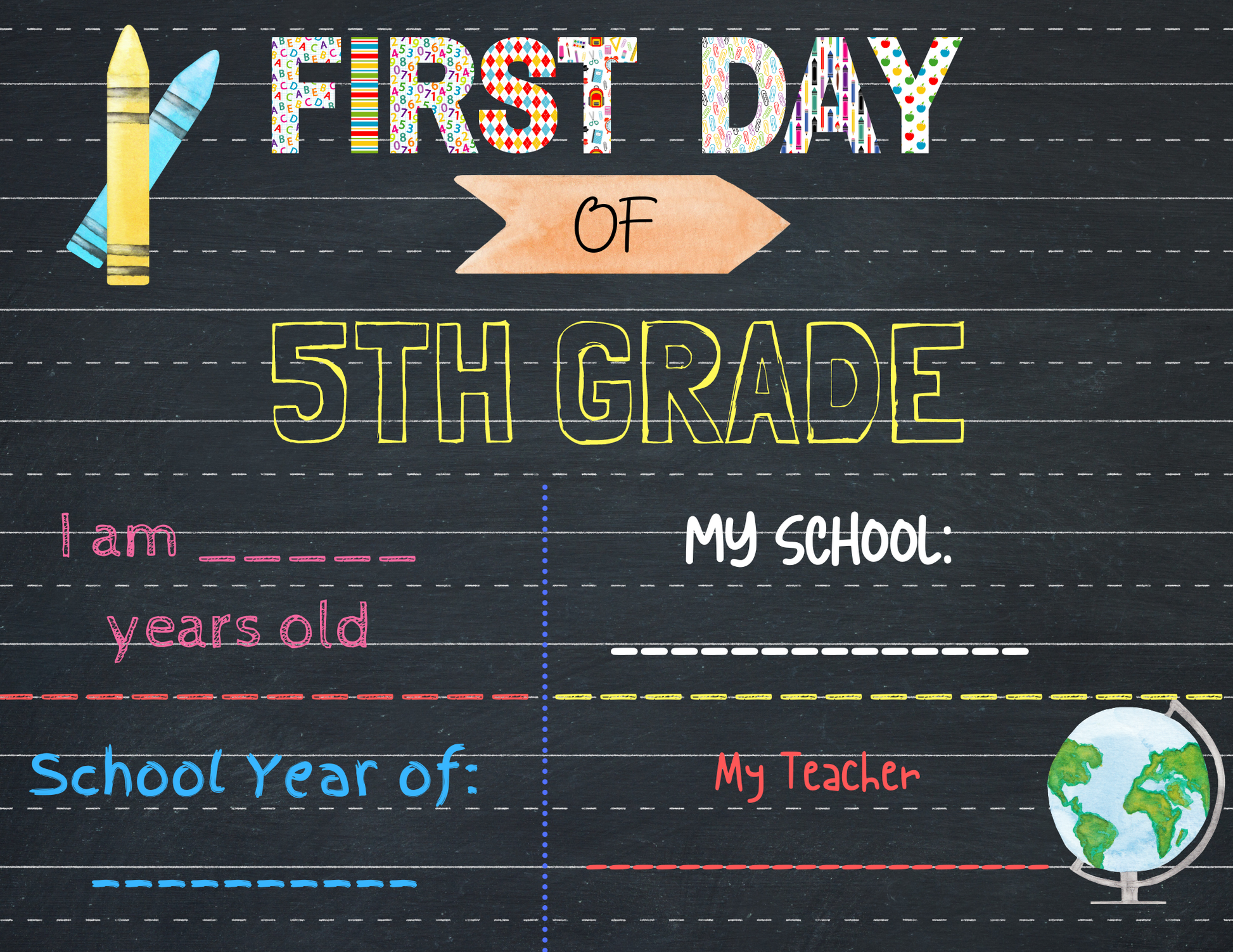 Wondermom Shop's First Day of School Signs printable.
