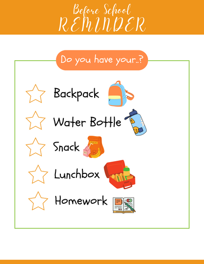 A School Planner with the words before school reminder do you have your backpack? produced by Wondermom Shop.