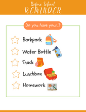 Load image into Gallery viewer, A School Planner with the words before school reminder do you have your backpack? produced by Wondermom Shop.
