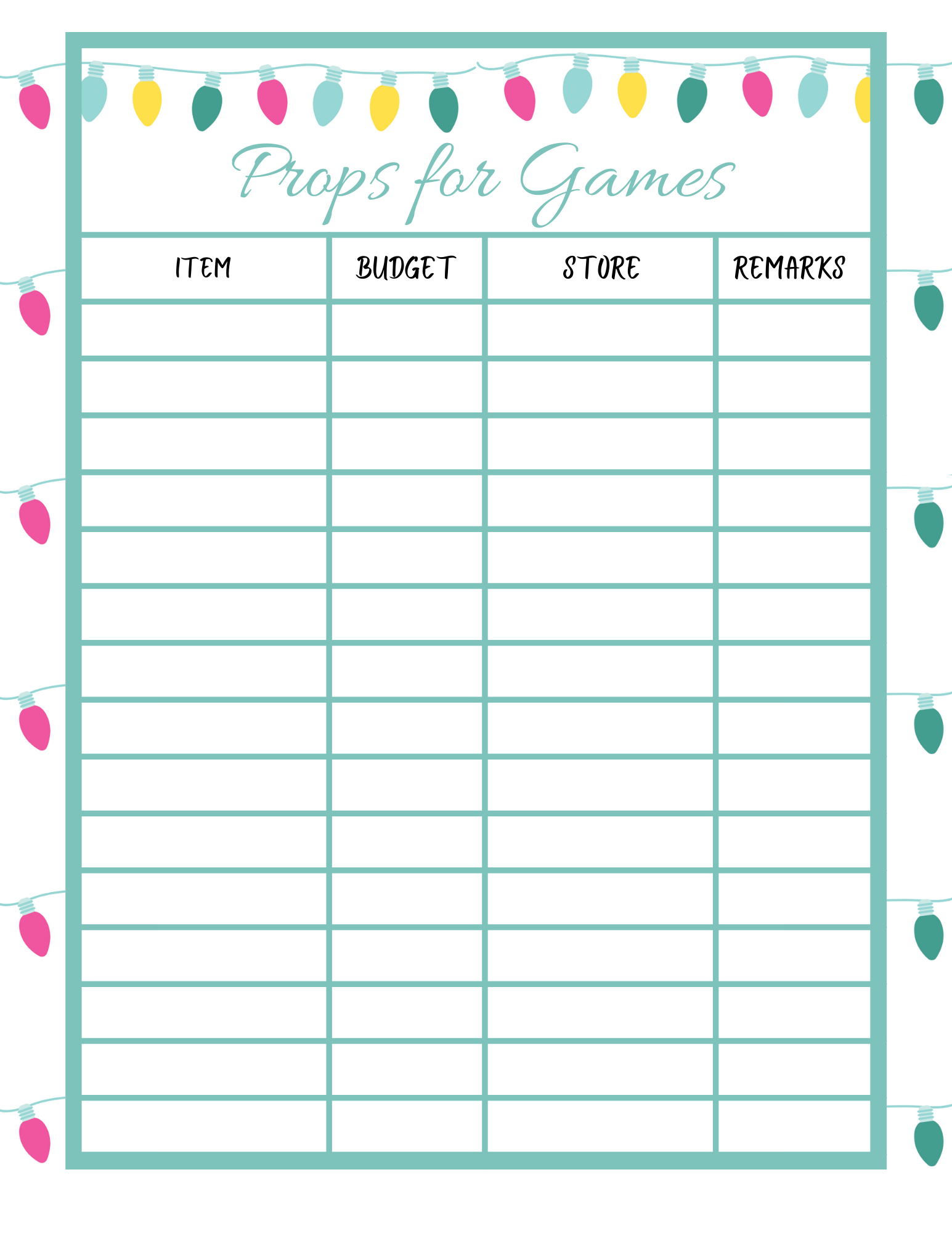 Printable Christmas Season Planner pops for games from Wondermom Shop.
