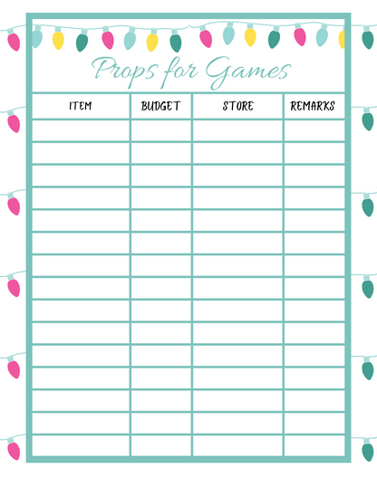 Printable Christmas Season Planner pops for games from Wondermom Shop.