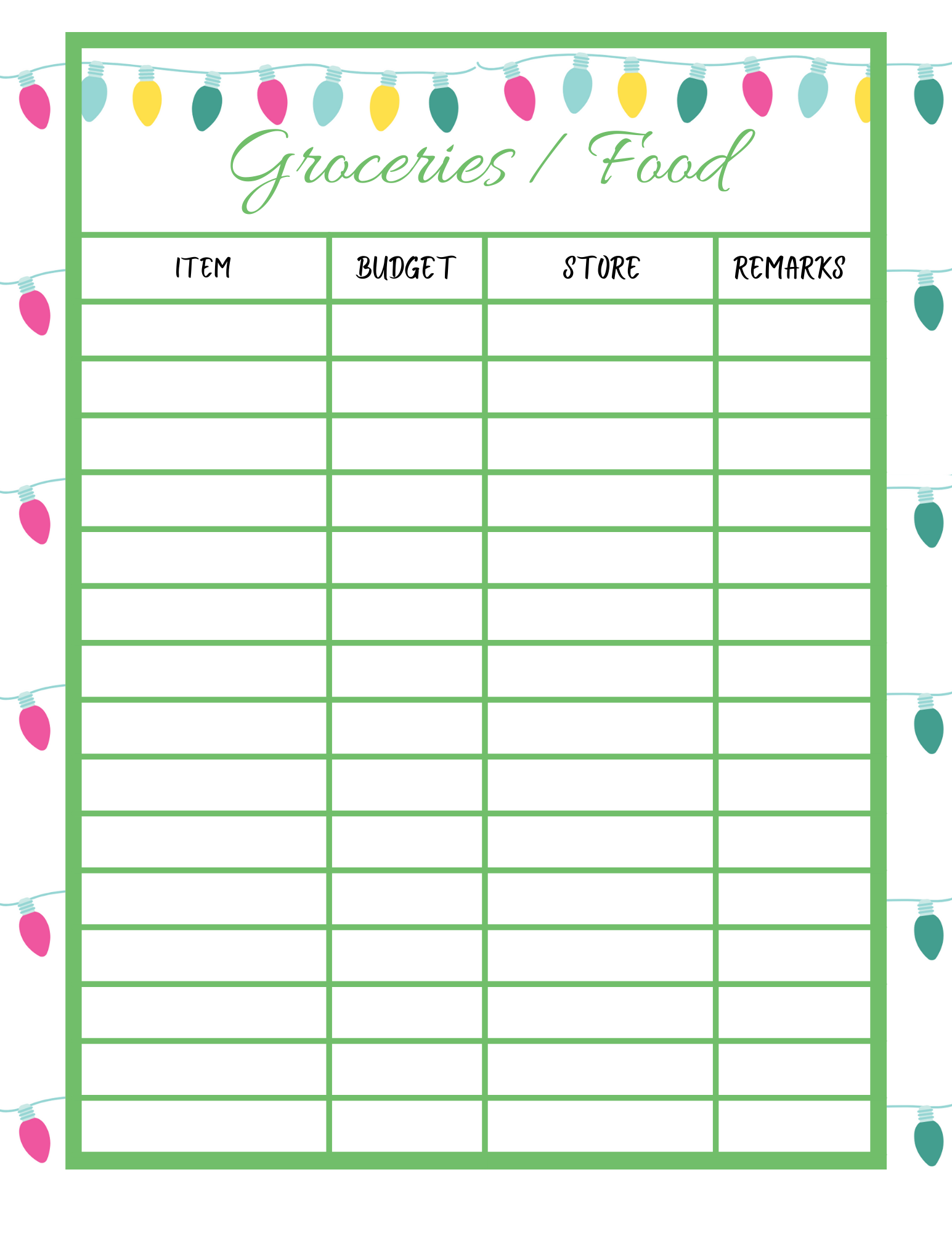A printable Christmas Season Planner with lights on it from Wondermom Shop.