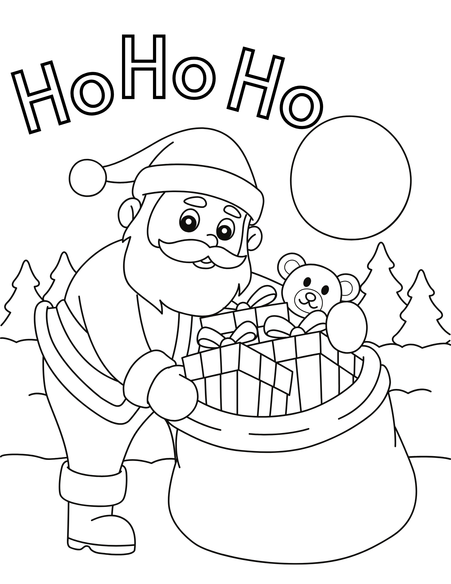 Celebrate Christmas with our festive collection of printable Wondermom Shop Santa Claus coloring pages, complete with a bag of gifts.