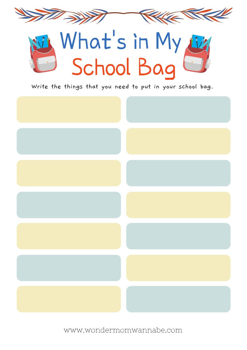 What's in my Back to School Prep Kit by Wondermom Shop printable?