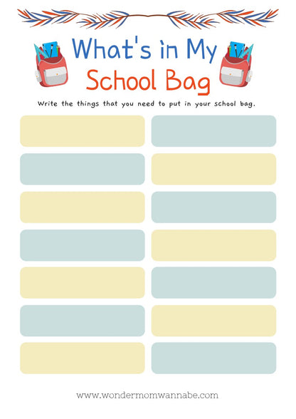 What's in my Back to School Prep Kit by Wondermom Shop printable?