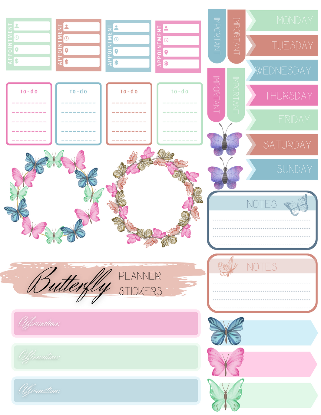 Butterfly Planner Stickers