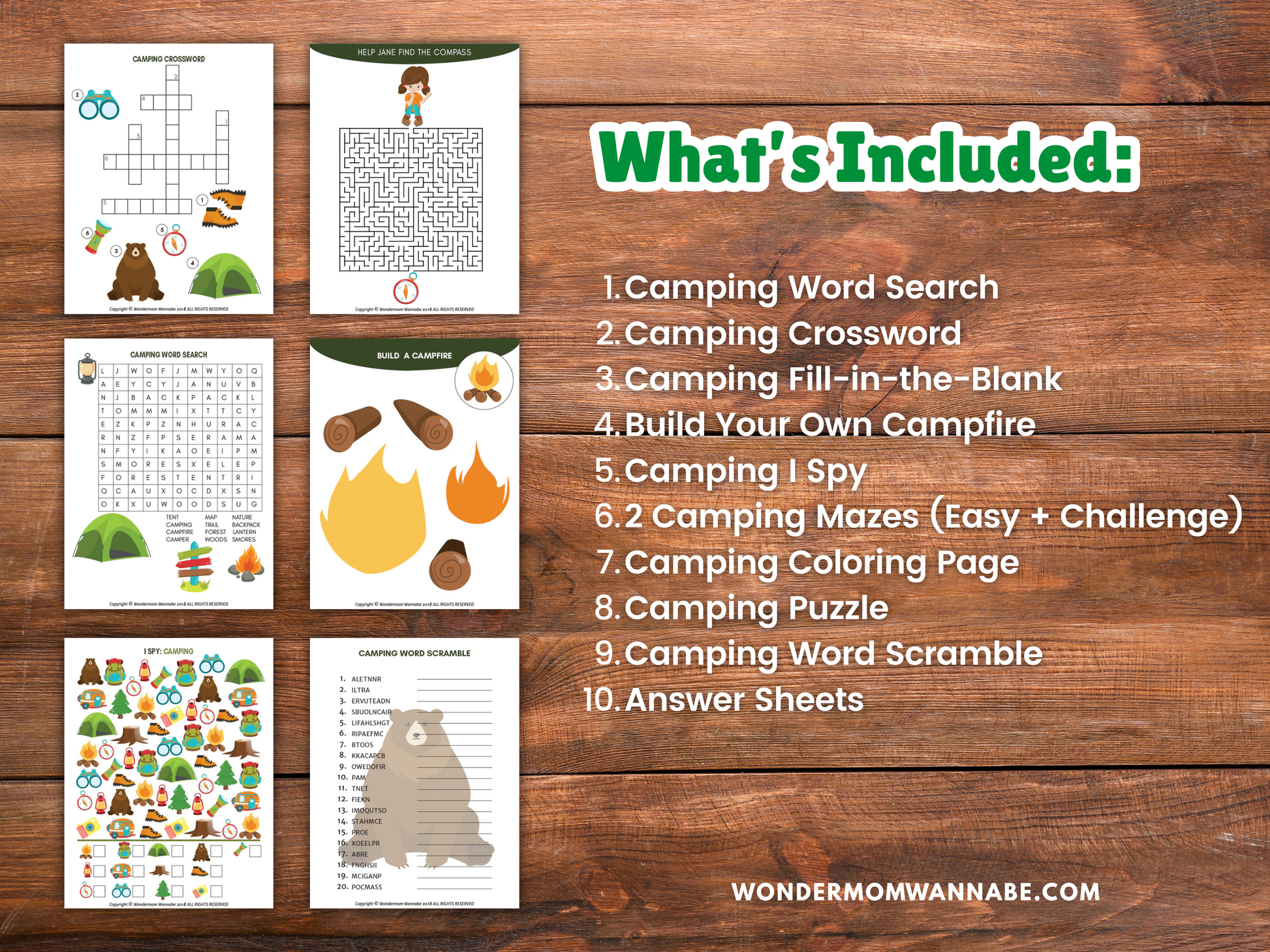 pitch a tent crossword Camping Fun Pack for Kids – Printable Games, Puzzles, Crafts & Outdoor Activities – Wondermom Shop