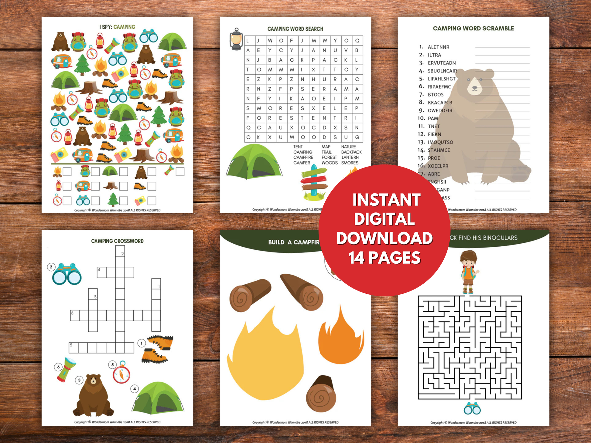 pitch a tent crossword Camping Fun Pack for Kids – Printable Games, Puzzles, Crafts & Outdoor Activities – Wondermom Shop