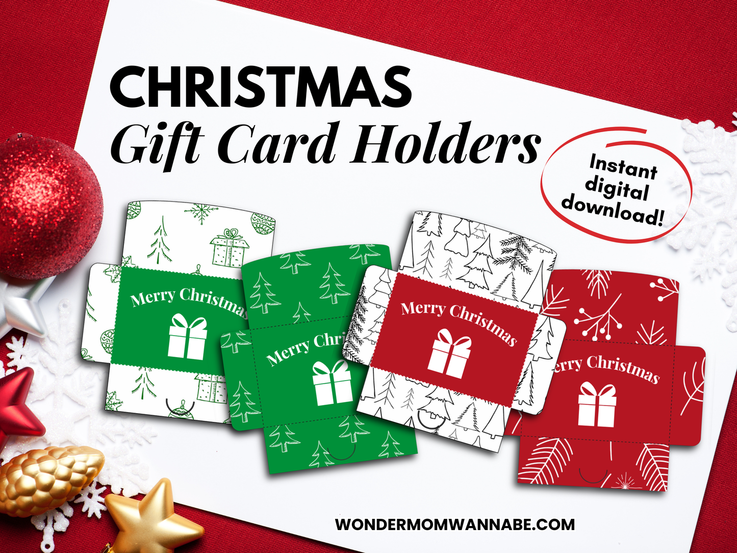 Printable Christmas Gift Card Holders