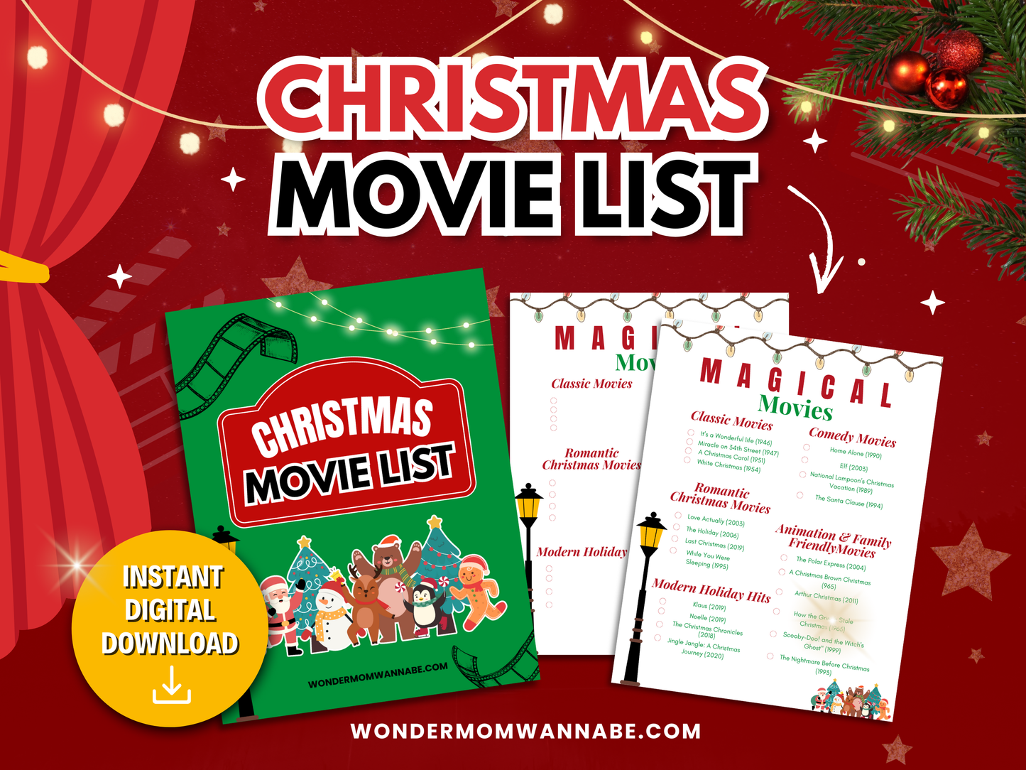 Christmas Movie List Printable