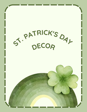 Load image into Gallery viewer, The Wondermom Shop&#39;s &quot;St. Patrick’s Day Printable Decor – Festive Signs &amp; Wall Art&quot; features a rainbow and clover on a light green background, perfect for adding Irish charm to your celebrations.
