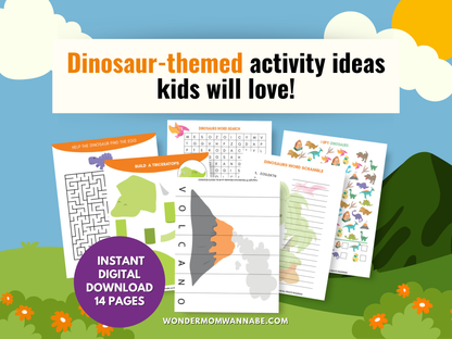Dinosaurs Fun Pack for Kids – Printable Dinosaur Games, Puzzles, Crafts & Prehistoric Activities