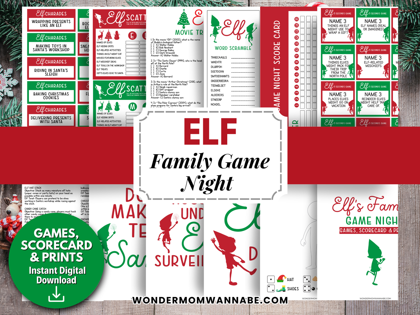 Elf Family Game Night Printable