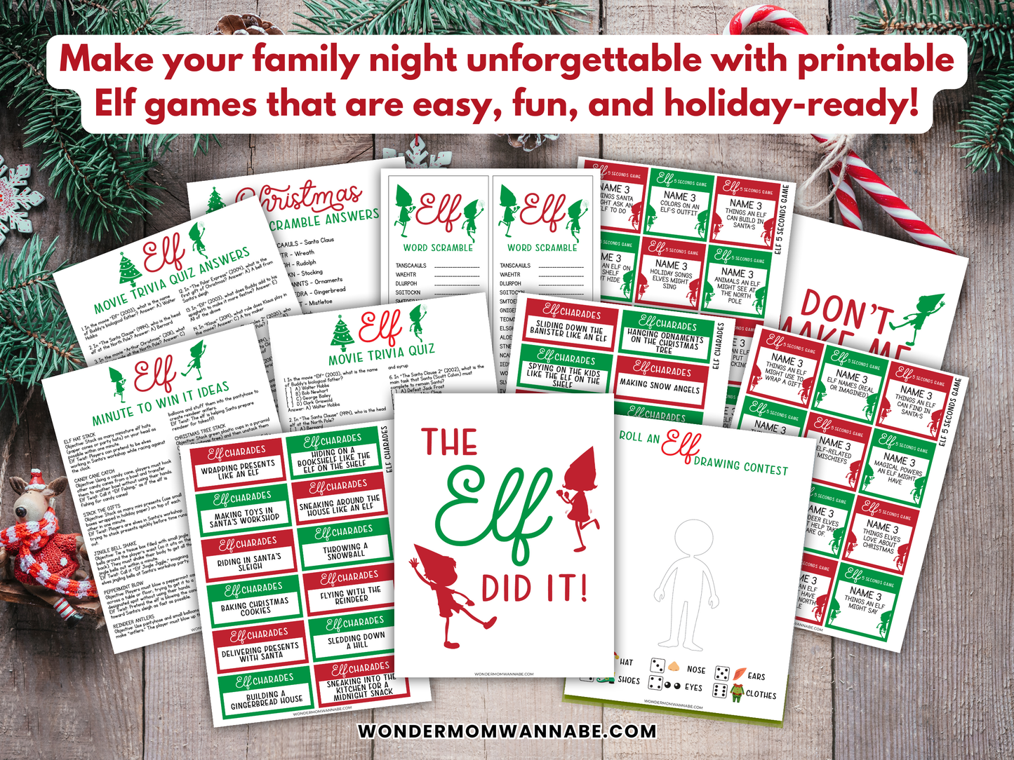 Elf Family Game Night Printable