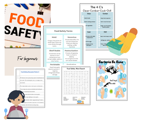 Discover the Food Safety Activity Set by Wondermom Shop—a delightful collage of educational materials for children, featuring the 