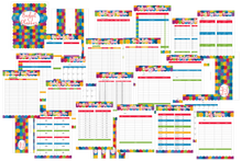 Load image into Gallery viewer, A colorful set of Wondermom Shop Digital Budget Planners with colorful squares.

