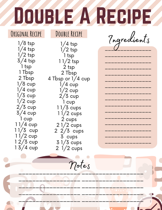 Wondermom Printables' Double a Recipe printable.