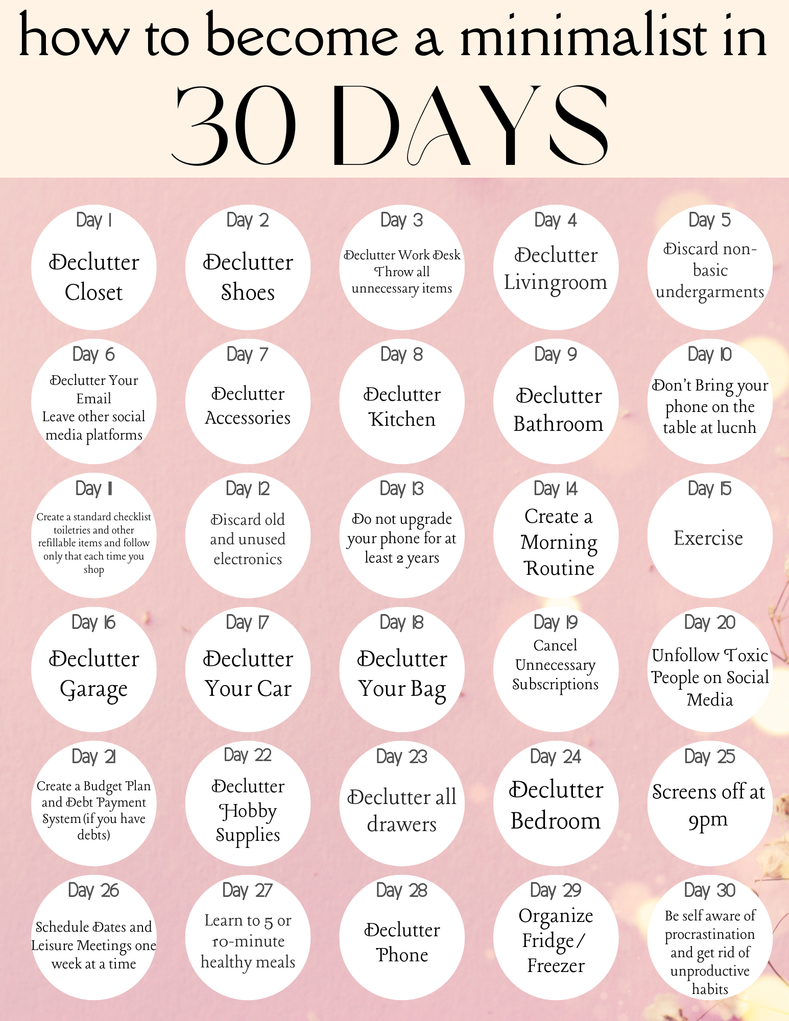 How to become a minimalist in 30 days with the Wondermom Printables' "How to Become a Minimalist in 30 Days" guide.