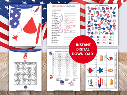 Independence Day Fun Pack for Kids – Printable 4th of July Games, Puzzles, Crafts & Activities