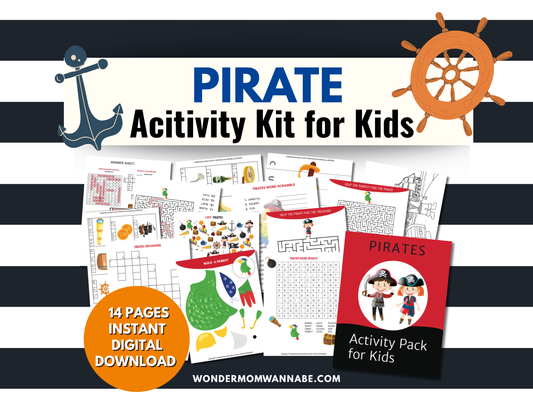 Pirate activity kit for kids printable games and puzzles.