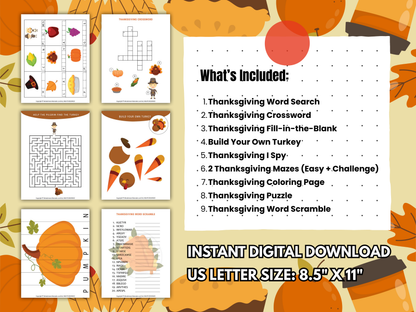 Printable Thanksgiving Activity Book for Kids