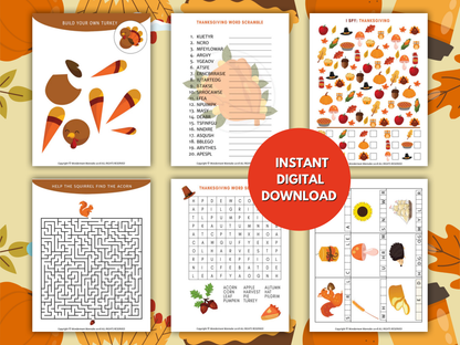 Printable Thanksgiving Activity Book for Kids