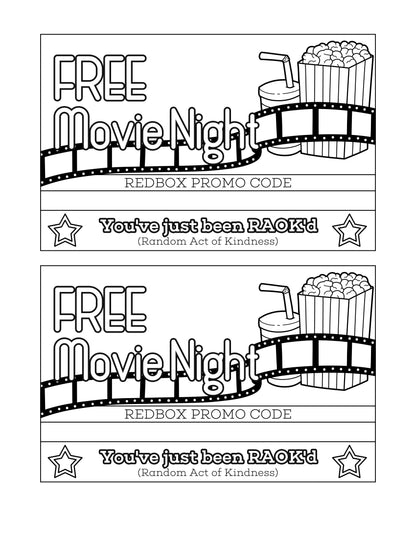 Wondermom Shop's Random Acts of Kindness Gifts Set with free movie night coupons.