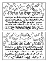 Load image into Gallery viewer, A coloring page with the words, many blessings to you, as part of a Random Acts of Kindness Gift Set promoting Wondermom Shop.

