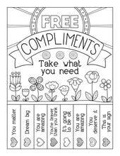 Load image into Gallery viewer, Spread happiness with a free compliments coloring page, a Wondermom Shop Random Acts of Kindness Gifts Set.
