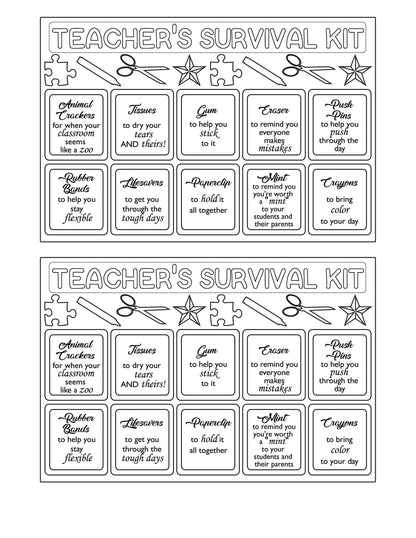 A teacher's survival kit gift set with scissors for their kindness efforts and Random Acts of Kindness from Wondermom Shop.