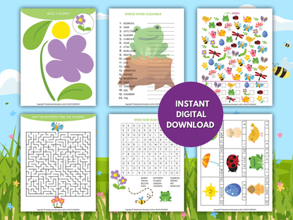 Spring Fun Pack for Kids – Printable Spring Games, Puzzles, Crafts & Activities
