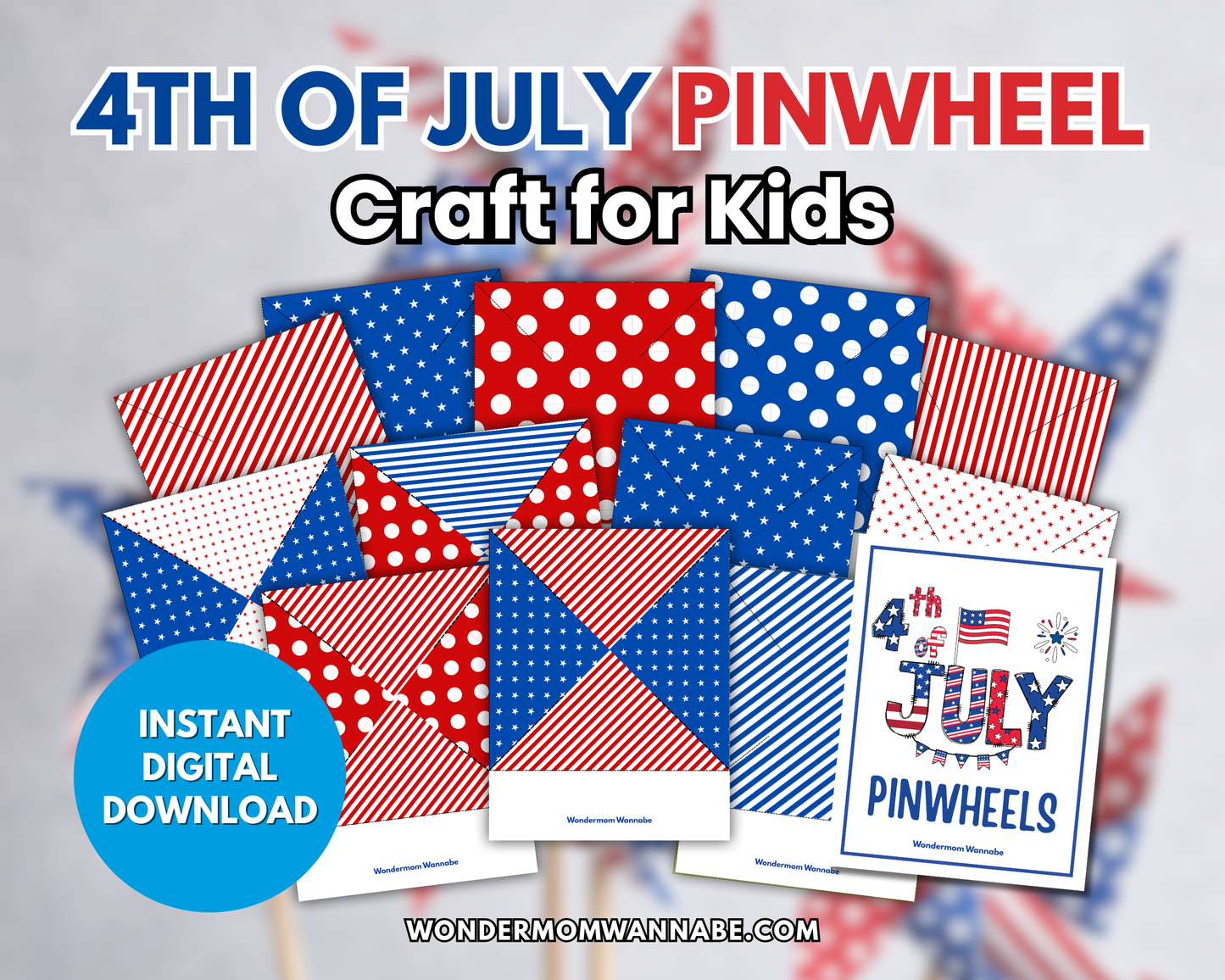Easy 4th of July Pinwheel Craft for Kids