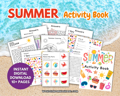 Printable Summer Activity Book – Printable Word Search, Maze, I Spy, Coloring Pages & More