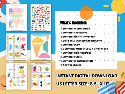 Summer activity kit contents overview printable.