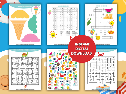 Summer activity kit for kids instant digital download.