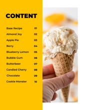 Load image into Gallery viewer, An easy dessert recipe featuring a hand holding a Wondermom Wannabe No Churn Ice Cream Recipes Digital Cookbook filled with content.
