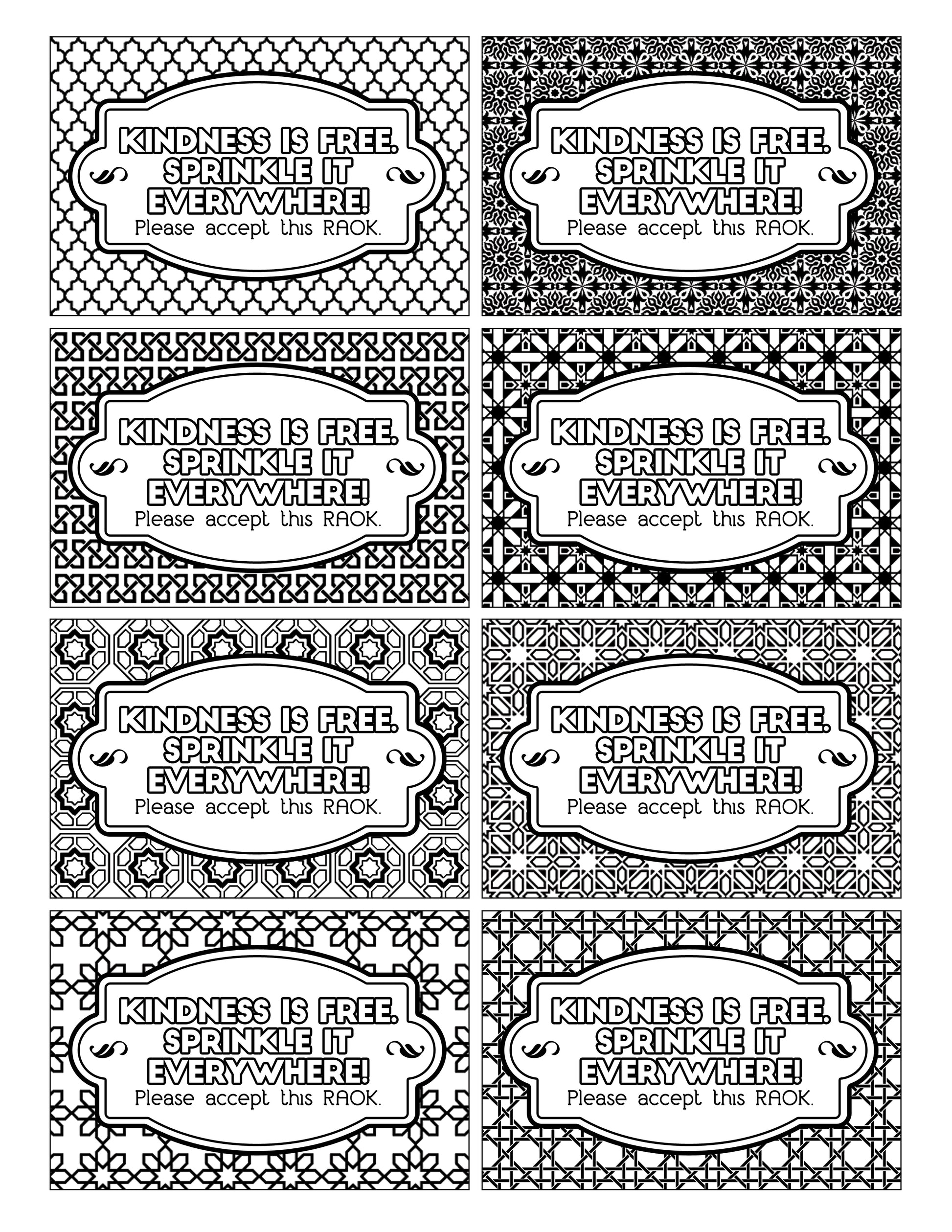 A set of Color Kindness Gift Bundle gift tags with designs on them from Wondermom Shop.