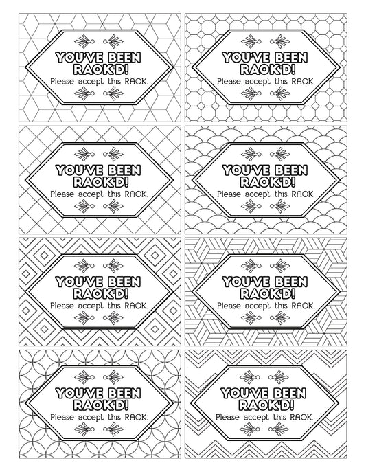 A set of Wondermom Shop Coloring Kindness Gift Tags with geometric designs.