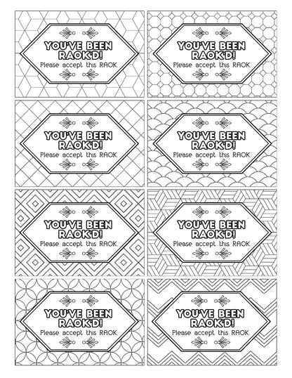 A set of Color Kindness Gift Bundle black and white labels and gift tags with geometric designs from Wondermom Shop.