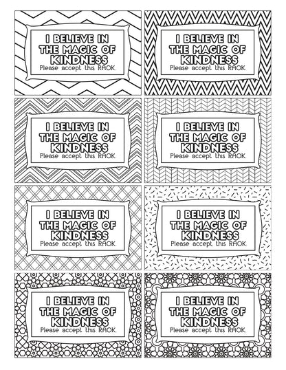 A set of Color Kindness Gift Bundles by Wondermom Shop, consisting of black and white bookmarks with different designs, perfect as signs and labels or kindness gift tags.