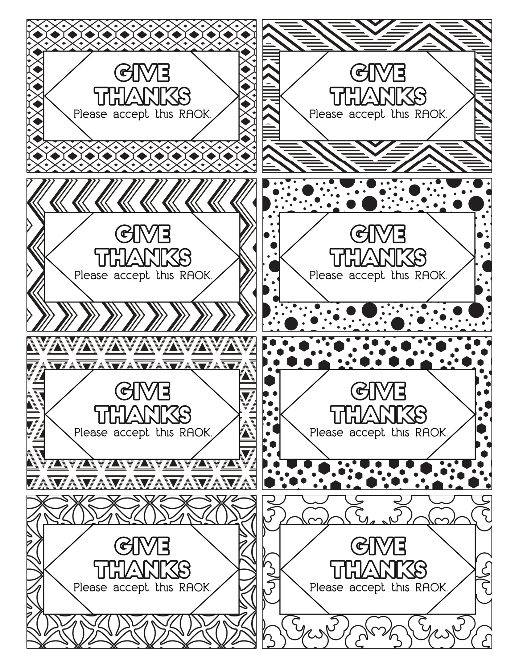 A set of Color Kindness Gift Bundle coloring pages for Thanksgiving featuring labels and gift tags showcasing kindness, brought to you by Wondermom Shop.