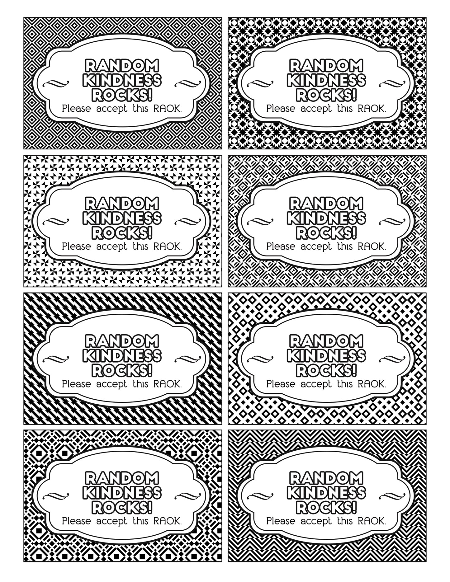 A set of Wondermom Shop Coloring Kindness Gift Tags with different designs, perfect for gifting or coloring as an act of kindness.