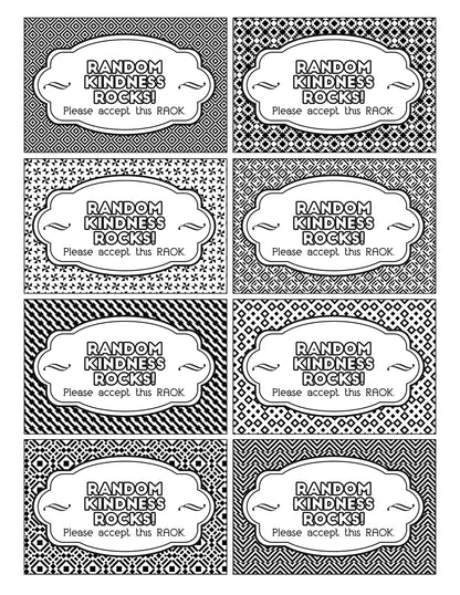 A set of Wondermom Shop Coloring Kindness Gift Tags with different designs, perfect for gifting or coloring as an act of kindness.