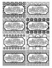 Load image into Gallery viewer, A set of black and white Color Kindness Gift Bundle coloring pages featuring kindness-themed designs, perfect for creating labels or gift tags from Wondermom Shop.
